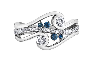 14K White Gold 0.50cttw Diamond & Sapphire Ring, 6.5