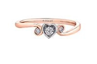 10K White & Rose Gold 0.10cttw Heart Diamond Ring - Size 6.5