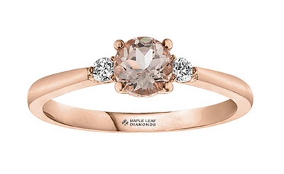 14K Rose Gold Genuine Round Morganite & 0.08cttw Canadian Diamond Ring, 6.5