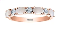 14K Rose Gold Genuine Oval Opal and 0.24cttw Canadian Diamond Ring, 6.5 Ring