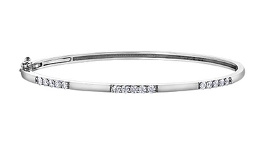 14K White Gold 0.60cttw Canadian Diamond Bangle, 7"