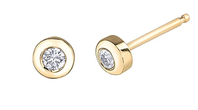 10K Yellow Gold 0.10cttw Canadian Diamond Bezel Set Earrings