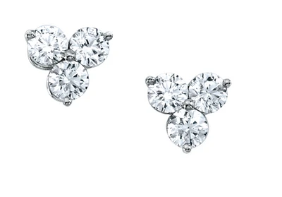 14K White Gold 0.24cttw Canadian Diamond Trio Claw Set Earrings