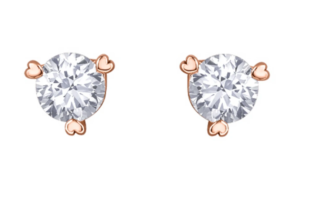 10K Rose Gold 0.25cttw Canadian Diamond Hart Martini Claw Set Earrings - 14K