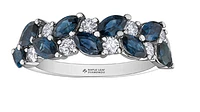 14K White Gold Blue Sapphire & 0.36cttw Canadian Diamond Ring, 6.5