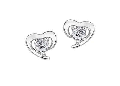 10K White Gold 0.24cttw Canadian Diamond Heart Claw Set Earrings