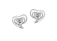 10K White Gold 0.24cttw Canadian Diamond Heart Claw Set Earrings
