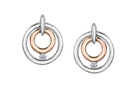 10K White/Rose Gold Canadian Diamond Dangle Earrings 