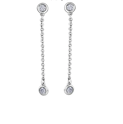 14K White Gold 0.25cttw Canadian Diamond Drop Earrings