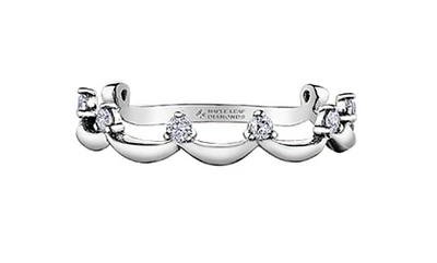 14K White Gold 0.15cttw Scalloped Canadian Diamond Band, 6.5