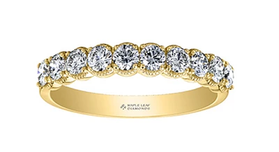 14K Yellow Gold 0.80cttw Round Brilliant Canadian Diamond Band, 6.5