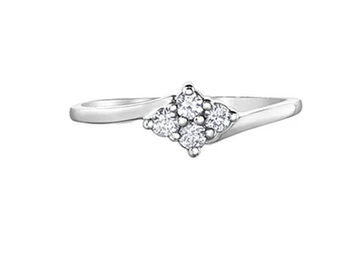 14K White Gold 0.16cttw Canadian Diamond Ring, 6.5