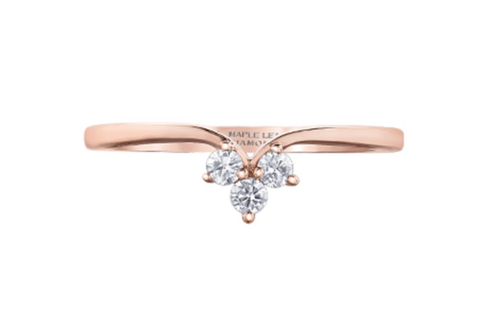 14K Rose Gold 0.10cttw Canadian Diamond Ring/Band, 6.5