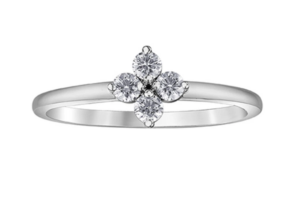 14K White Gold 0.25cttw Canadian Diamond Ring, 6.5