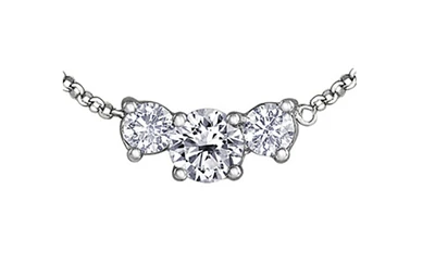 14K White Gold 0.40cttw Round Brilliant 3 Stone Canadian Diamond Necklace