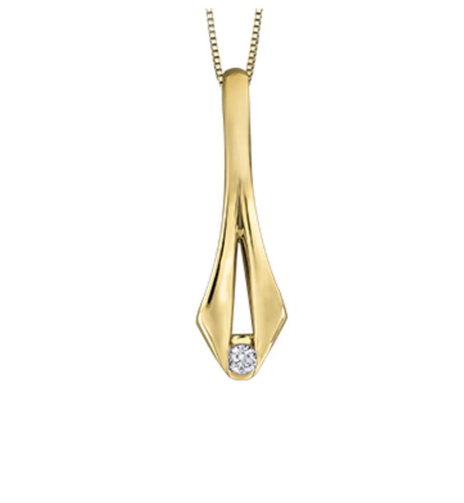 14K Yellow Gold 0.08cttw Round Brilliant Canadian Diamond Necklace