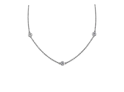 14K White Gold 0.60-1.26cttw Diamond Bezel Set Necklace - / (3) 0.60 Carat Total Weight