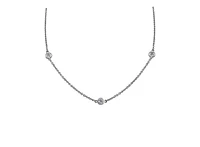 14K White Gold 0.60-1.26cttw Diamond Bezel Set Necklace - / (3) 0.60 Carat Total Weight
