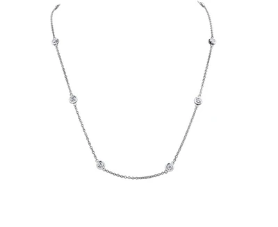 18K White Gold & Palladium Alloy(hypoallergenic) 1.45cttw Canadian Diamond Bezel Set Necklace