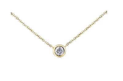 14K White Gold 0.38cttw Canadian Diamond Bezel Set Necklace