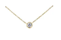 14K White Gold 0.38cttw Canadian Diamond Bezel Set Necklace