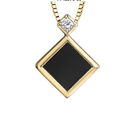 10K Yellow Gold 6mm Onyx & 0.04cttw Canadian Diamond Pendant