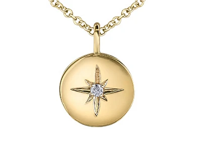 10K Yellow Gold 0.02cttw Round Brilliant Canadian Diamond Necklace