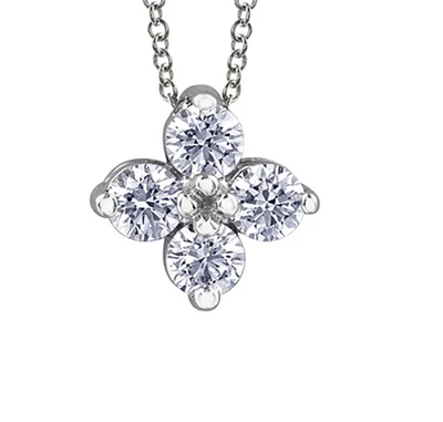 14K White Gold 0.20-0.32cttw Round Brilliant Canadian Diamond 4 Stone Necklace - 10K / Carat Total