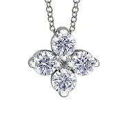 14K White Gold 0.20-0.32cttw Round Brilliant Canadian Diamond 4 Stone Necklace - 10K / Carat Total