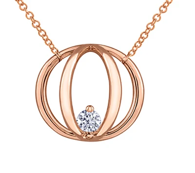 14K Rose Gold 0.14cttw Round Brilliant Canadian Diamond Cage Necklace