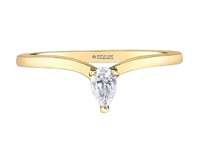 14K Yellow Gold 0.12cttw Diamond Pear Shape Canadian Ring - /