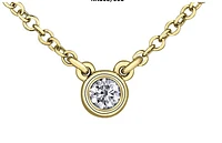 14K Yellow Gold 0.04-0.23cttw Round Brilliant Canadian Diamond Bezel Set Necklace - / Carat Total