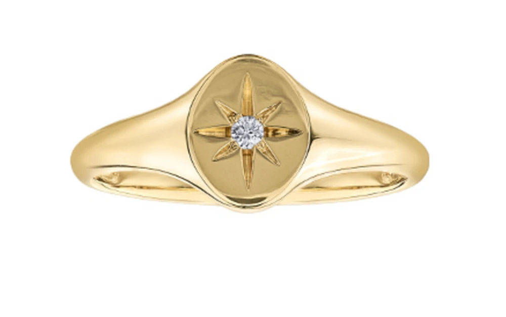 10K Yellow Gold 0.02cttw Canadian Diamond Ring, 6.5
