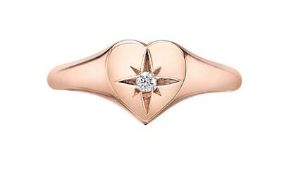 10K Rose Gold 0.03cttw Canadian Diamond Heart Ring, 6.5
