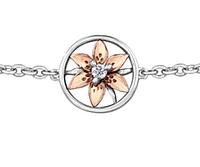 14K White & Rose Gold 0.03cttw Saskatchewan Provincial Flower Bracelet