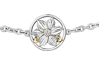 14K White & Yellow Gold 0.03cttw British Columbia Provincial Flower Diamond Bracelet