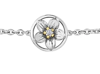 14K White & Yellow Gold 0.04cttw New Brunswick Purple Violet Provincial Flower Diamond Bracelet