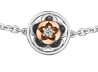 14K White & Rose Gold 0.04cttw Nunavut Purple Saxifrage Provincial Flower Diamond Bracelet
