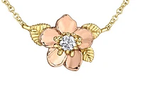 14K Rose & Yellow Gold 0.14cttw Nova Scotia Provincial Flower Diamond Necklace