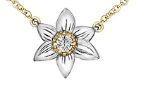 14K White & Yellow Gold 0.12cttw Manitoba Provincial Flower Diamond Necklace