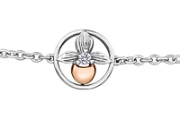 14K White & Rose Gold 0.04cttw Prince Edward Island Lady's Slipper Provincial Flower Diamond Bracelet