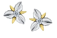 14K White and Yellow Gold 0.12cttw Ontario Provincial Flower Diamond Stud Earrings