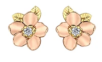 14K Rose and Yellow Gold 0.12cttw Nova Scotia Provincial Flower Diamond Stud Earrings
