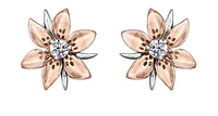 14K Rose and White Gold 0.13cttw Saskatchewan Provincial Flower Diamond Stud Earrings