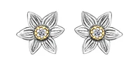 14K White & Yellow Gold 0.12cttw Manitoba Provincial Flower Diamond Stud Earrings