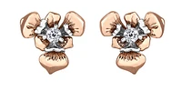 14K Rose & White Gold 0.15cttw Quebec Provincial Flower Diamond Stud Earrings
