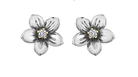 14K White & Yellow Gold 0.08cttw New Brunswick Provincial Flower Diamond Stud Earrings