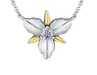 14K White & Yellow Gold 0.14cttw Ontario Provincial Flower Diamond Necklace