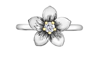 14K White & Yellow Gold 0.12cttw New Brunswick Provincial Flower Diamond Ring, size 6.5