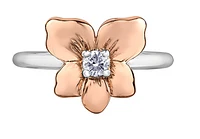 14K White & Rose Gold 0.12cttw Yukon Provincial Flower Diamond Ring, size 6.5